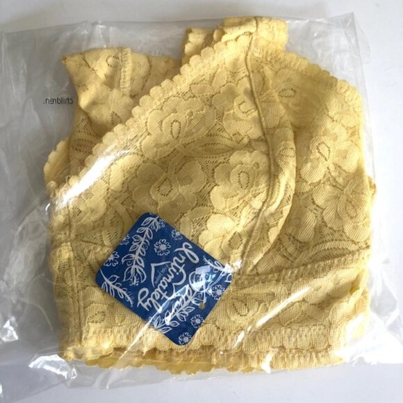 Free People Womens Bralette Galloon Lace Racerback Yellow Small - Picture 4 of 4
